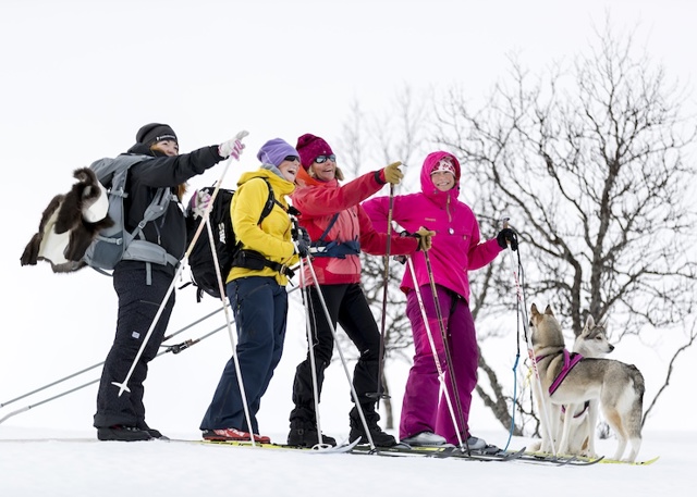 Frya personer på tur med hund