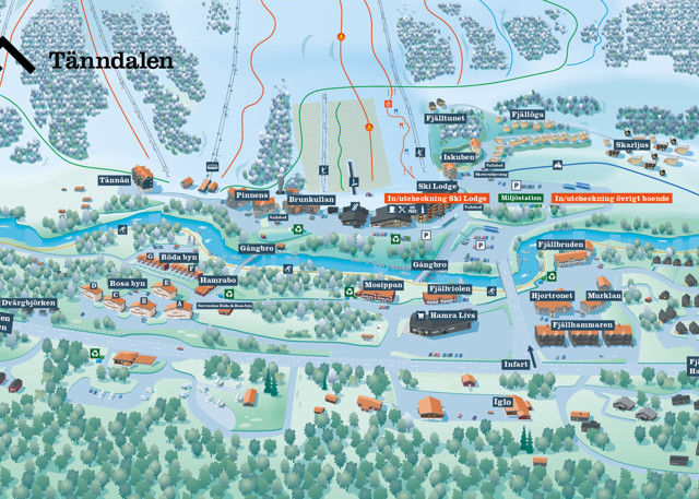 Area map of Tänndalens Fjällanläggning.