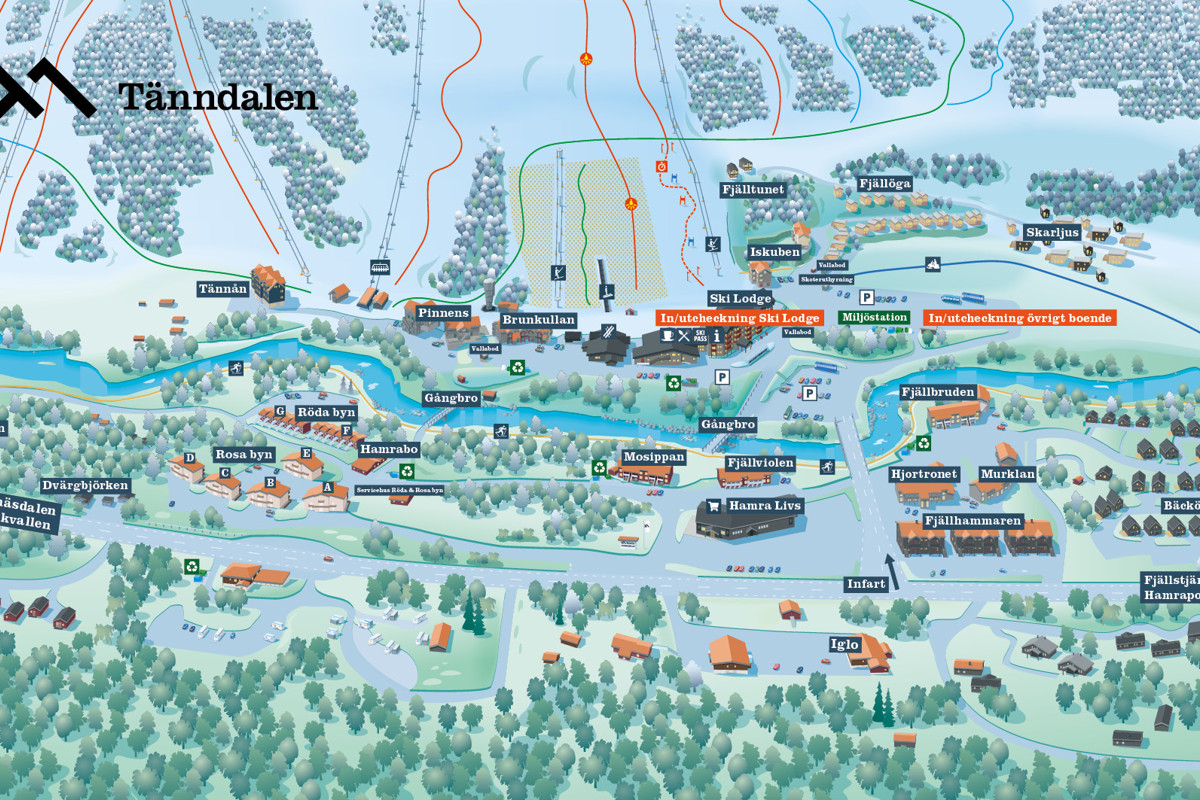 Area map of Tänndalens Fjällanläggning.